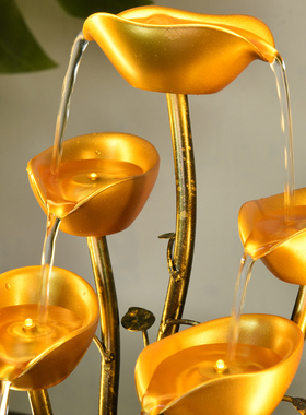 轻奢开业礼物办公室风水轮招财流水喷泉摆件吧台桌面循环水装饰