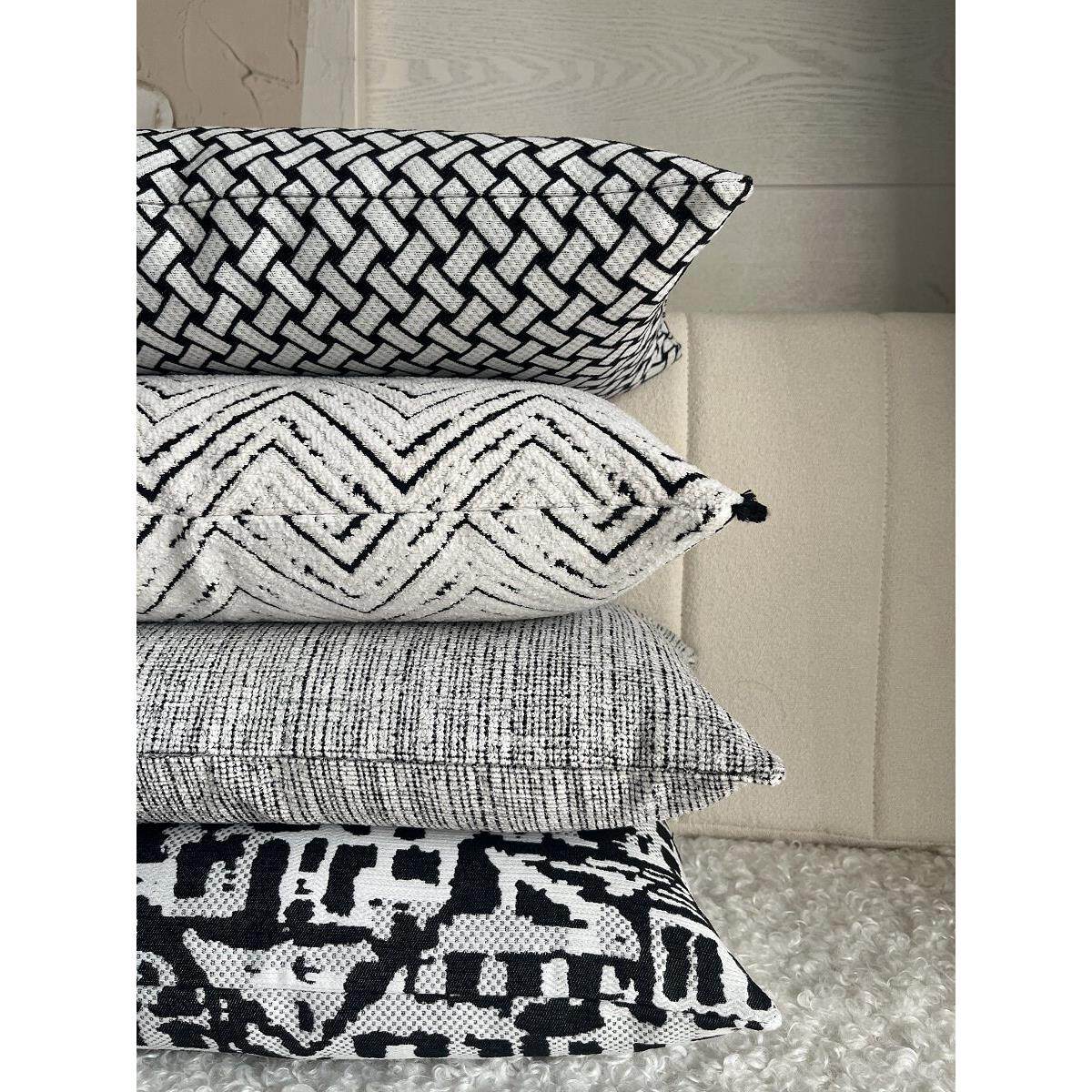 现代轻奢黑白腰枕客厅沙发样板间不含芯长条形抱枕套床头靠背靠垫