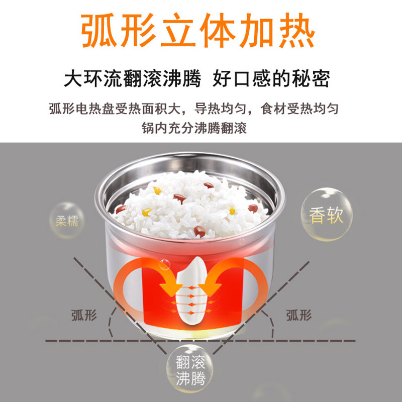 新创埼304不锈钢电饭煲家用多功能无涂层内胆焖饭锅蒸煮预约小型