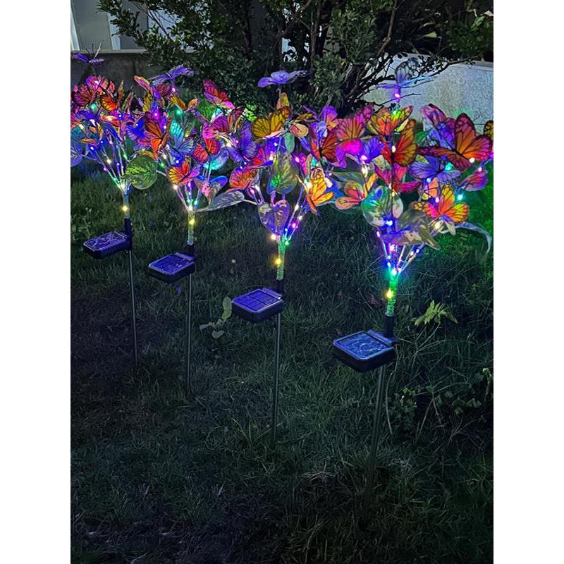 太阳能蝴蝶地插仿真花灯户外防水庭院草坪装饰灯阳台花园景观布置