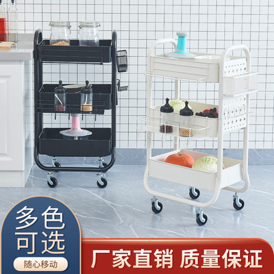 洞洞板置物架厨房客厅卧室加厚落地式多挂钩挂桶多功能手推车
