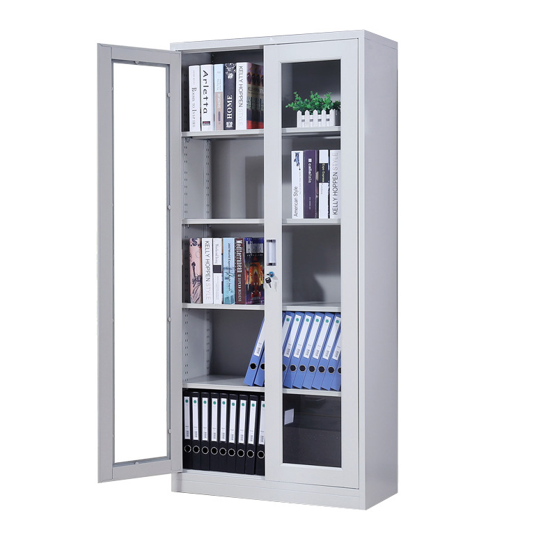 平开门式文件柜 全玻璃掩门钢制办公资料架 财务档案文件柜