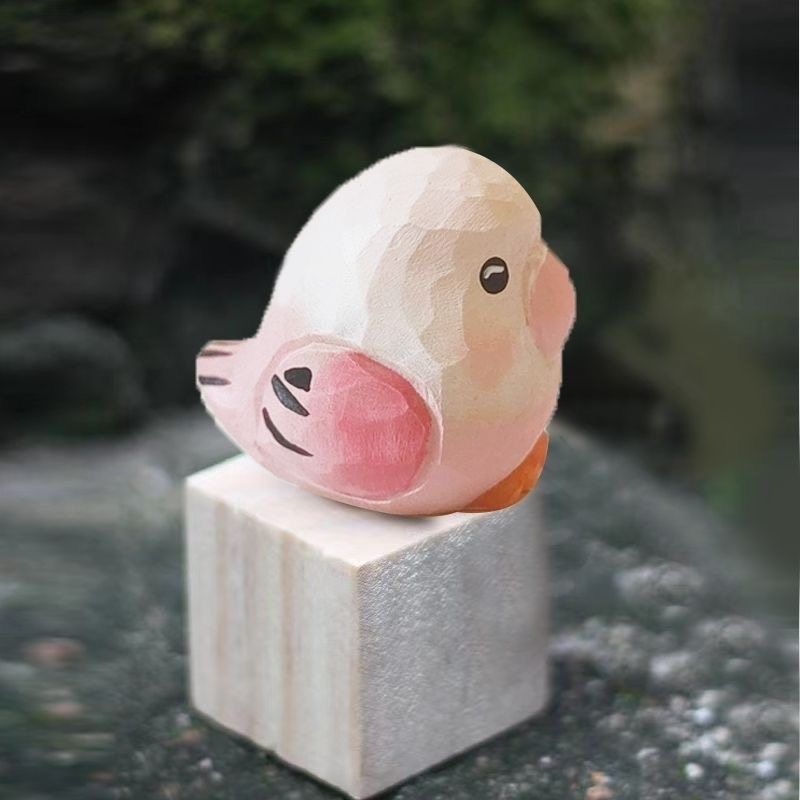 精选鹦鹉摆件纯实木手工雕刻萌宠小鸟木雕工艺品可爱治愈风桌面摆,家居饰品,桌面摆件,淘宝优惠券,粉丝福利购,淘宝优惠卷