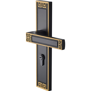 精选意大利邦尚新中式门锁室内卧室房门锁门把手木门黑色静音家用