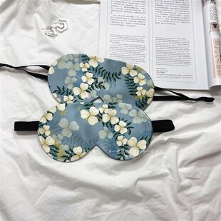 精选白色风铃花 双面真丝眼罩 头戴/挂耳 手工制作 轻薄款 睡眠遮