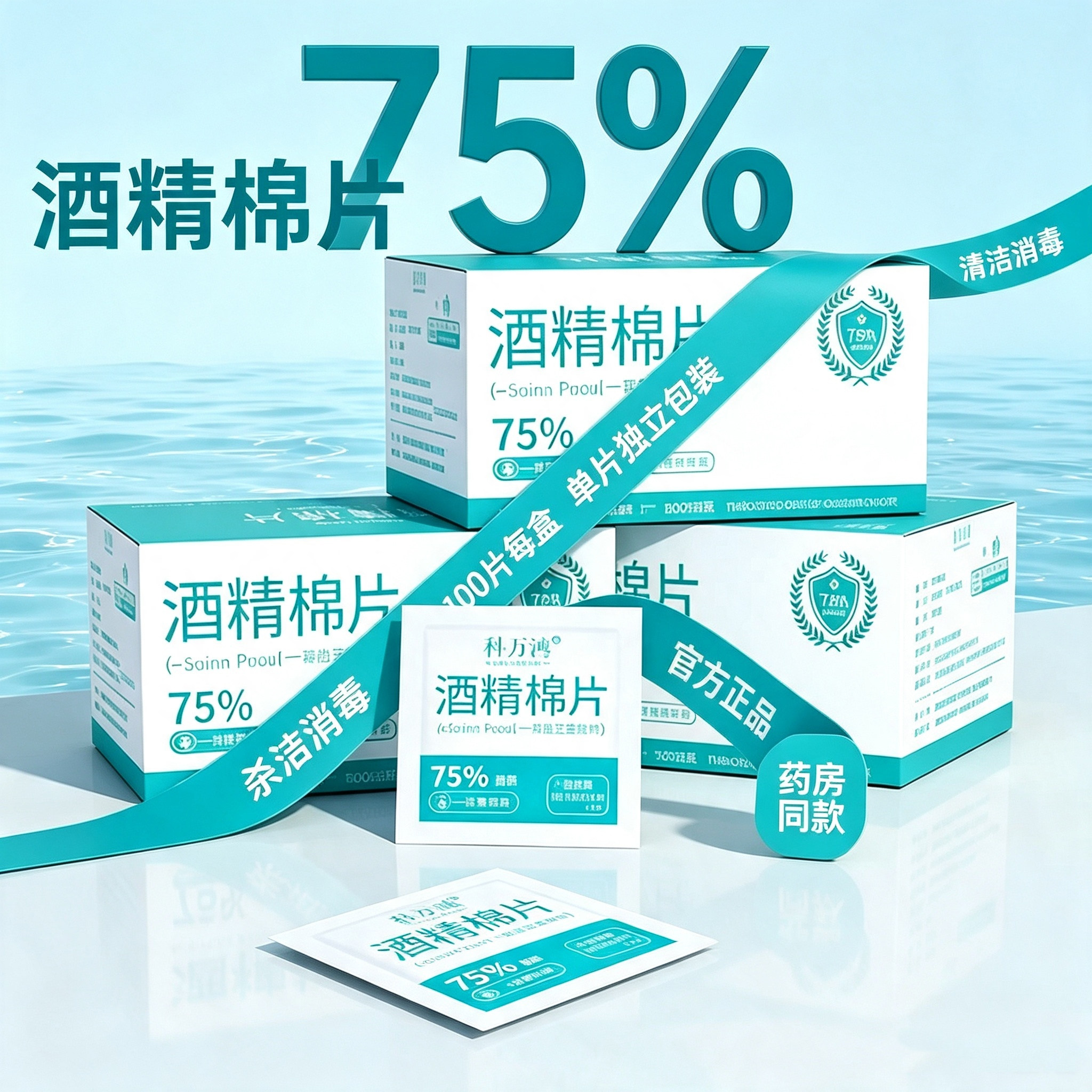 独立包装一次性75%酒精消毒图片
