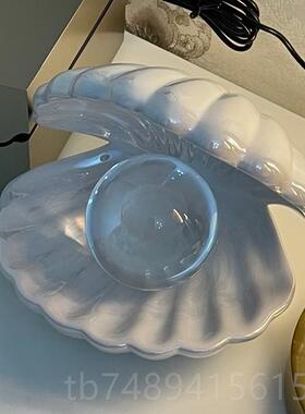 正品创意陶s瓷美鱼贝壳人摆件in少心房间装女饰生日礼物送女友情