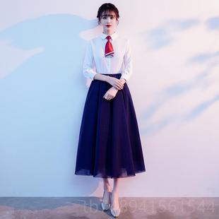 正品旦大合唱演出服女高中学生班诵服元红歌比赛朗指人挥成礼服学