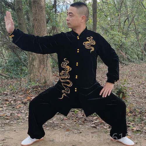 正品秋冬季金丝绒太极厚男女刺绣新款加南韩绒太练极拳服功服武术