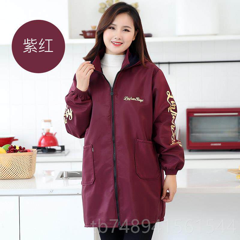 正品防水油衣大人时尚家用厨房工作服女季长冬袖罩围裙加绒上防衣