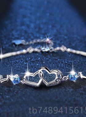 正品纯银夫妇手炼女会子手炼2问02利5新的可访的豪华基精致的学生