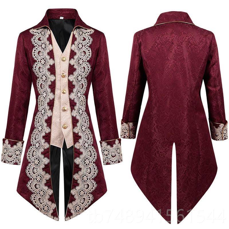 正品中世宫廷燕款尾纪服长绣连体马甲外套刺舞台剧cos伯爵大码演