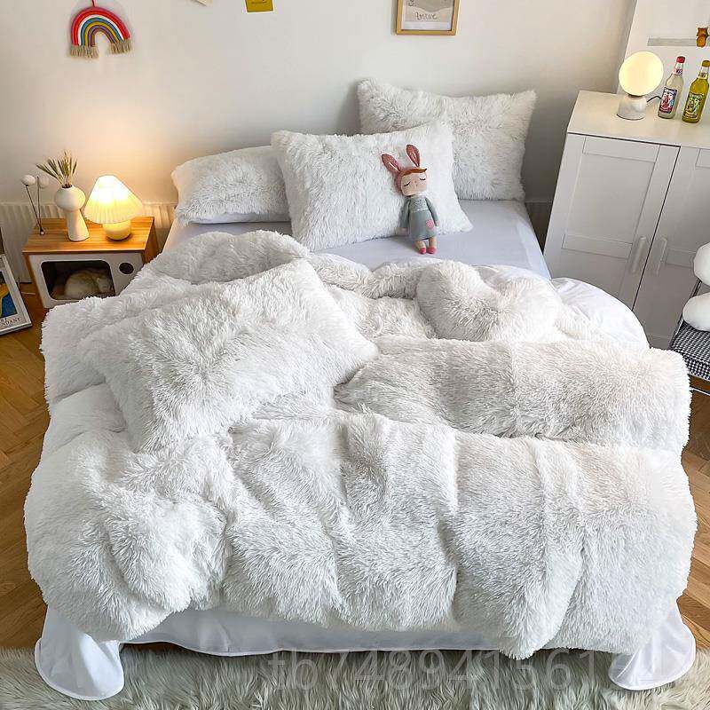 正品冬季毛绒绒被水貂绒绒少心玫红色牛奶加套厚女珊瑚绒公主风四