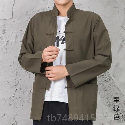 正品中上国风唐装潮复古青年衣男装中春式秋中老年盘扣长袖外套牌