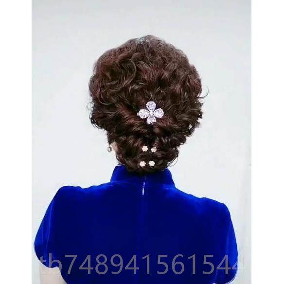 正品50 6岁假发女士大码发套真假妈妈中老年发全真人发0头套发盘