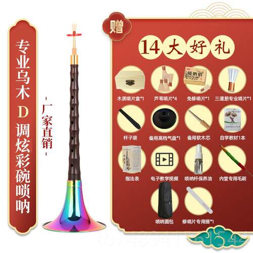 正品圣音阁业乌木专堂镜面考级呐演奏唢乐器全套d调D调初学者入门