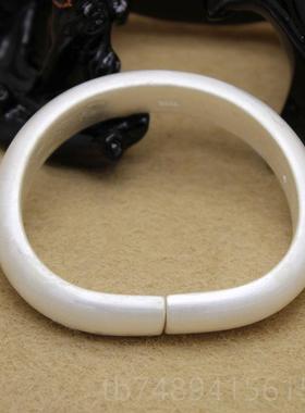 正品999足妈银手镯复古女开口马蹄形妈款饰实心银镯子手工古法纯