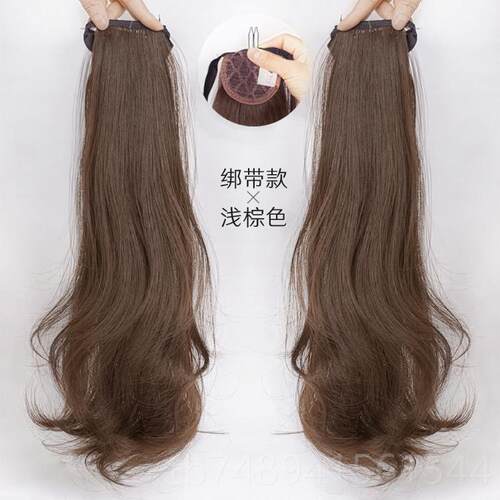 正品超轻双发马尾假j发爱女长卷发绑带式k可萝莉仿真自然逼真大波
