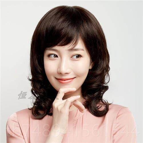 正品假中女长卷发大波浪长发发发披肩中老年妈妈真发全头女自然套