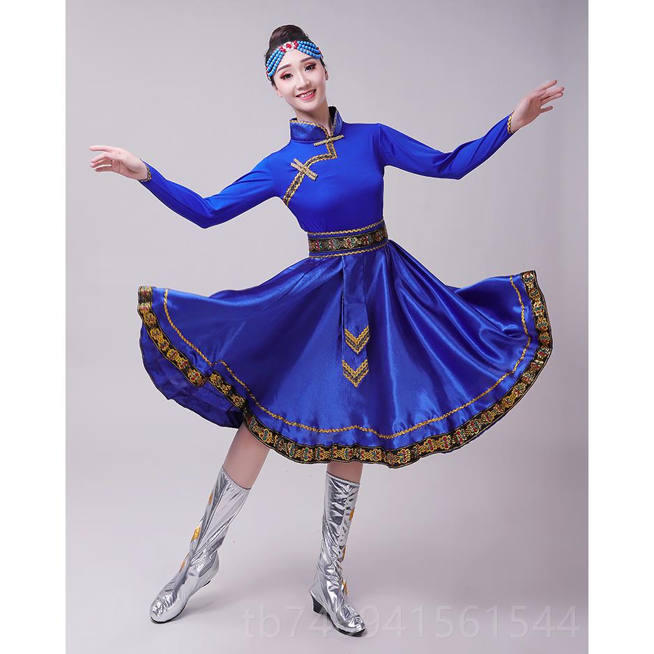 正品新蒙古舞蹈服女装短少数民族款出服饰大摆裙成人蒙族舞款表演图片