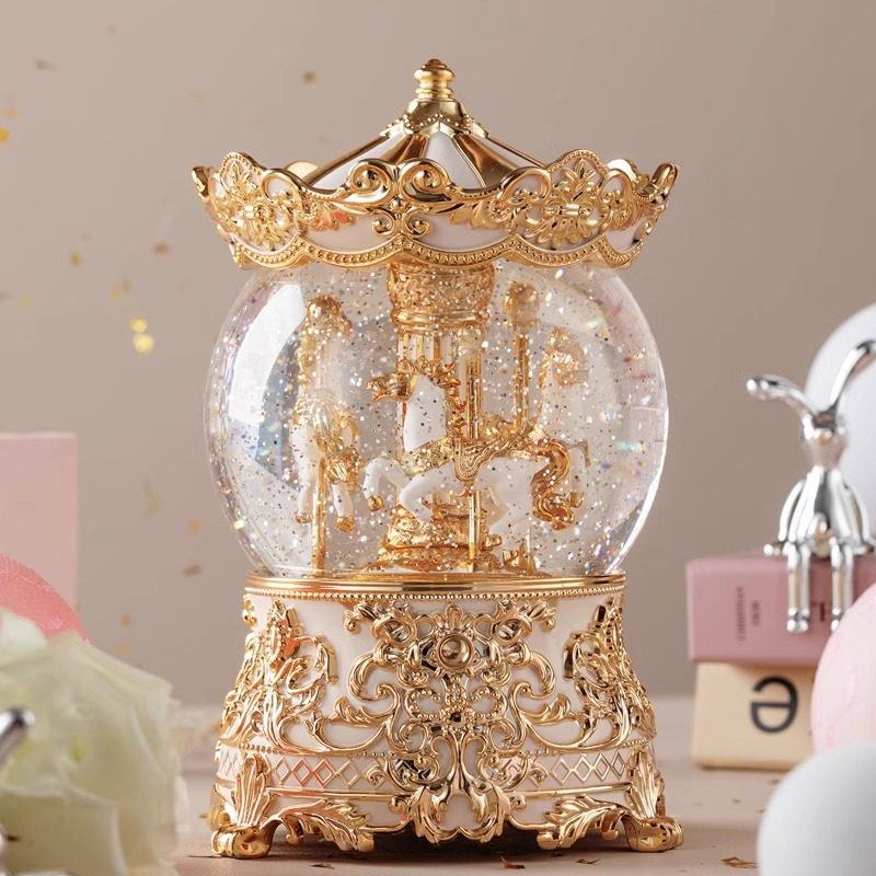 八音盒水晶球音乐盒儿童可旋转木马送公主小女孩生日礼物跳芭蕾舞