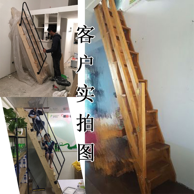 实木阁楼楼梯家用室内直梯爬梯登高梯加厚大踏板简易木梯子带扶手