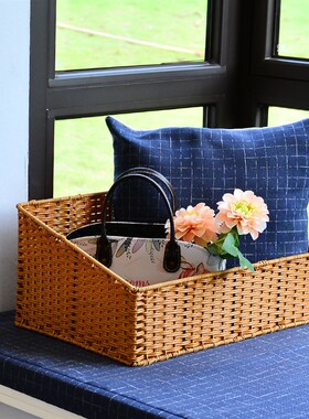 精选简约果篮仿藤手工储物篮家居用品卧室整理收纳用具杂物收纳筐