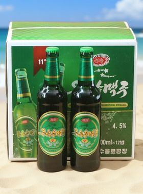 银河水啤酒朝鲜黄啤特产原装进口丹东旅游平壤鸭绿江凤鹤大同江