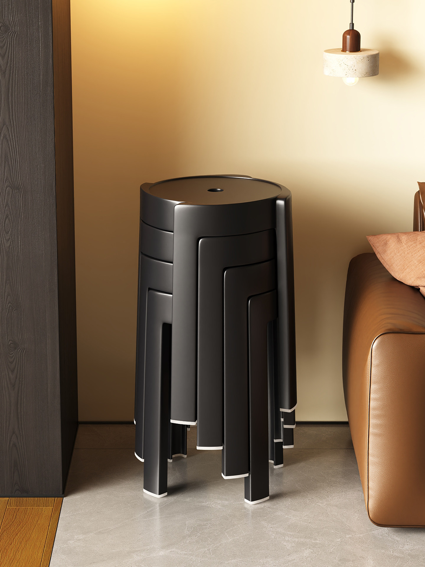 塑料凳子家用加厚圆凳可叠放结实耐用客人备用板凳可收纳餐桌椅子