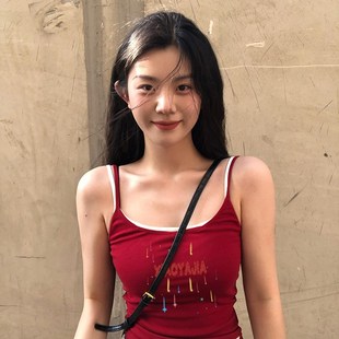 吊带背心 独特假两件t恤上衣女生夏季 小众不撞款 辣妹修身 显瘦短款