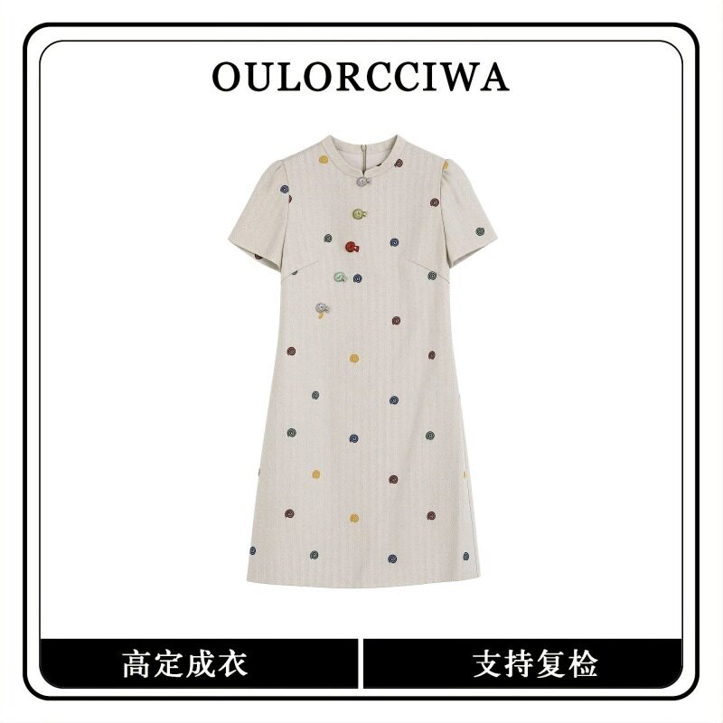 2026夏季新中式立体刺绣改良连衣裙女气质显瘦款OLQW-2913