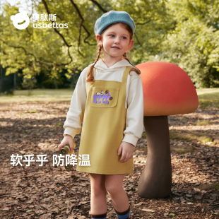贝肽斯女童孩连衣裙2026春秋季新儿童宝宝长袖卫衣背带假两件裙子