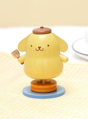 台湾jeancard实木质摆件车载摇头公仔弹簧可爱kitty美乐蒂布丁狗