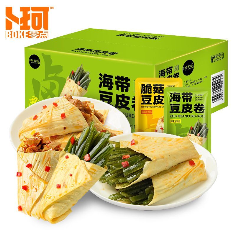 卜珂豆皮卷海带香辣条豆制品蔬菜干豆干脆菇豆皮辣条休闲小包零食