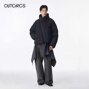 OUTCiRCS弯刀袖斜门襟立领羽绒服 2025秋冬新款 保暖简约休闲外套