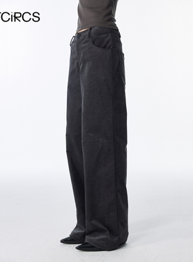 OUTCiRCSAirduroy绒感错位贴袋直筒裤2025秋冬新款简约百搭休闲