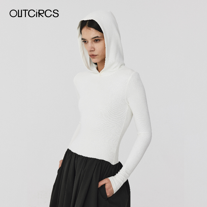OUTCIRCS连身帽拼接连衣裙秋装