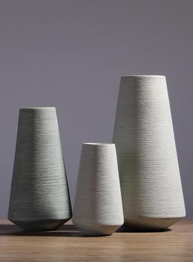 新中式长版细高陶瓷花瓶白色电视墙高款装饰花器格栅玄关柜摆件