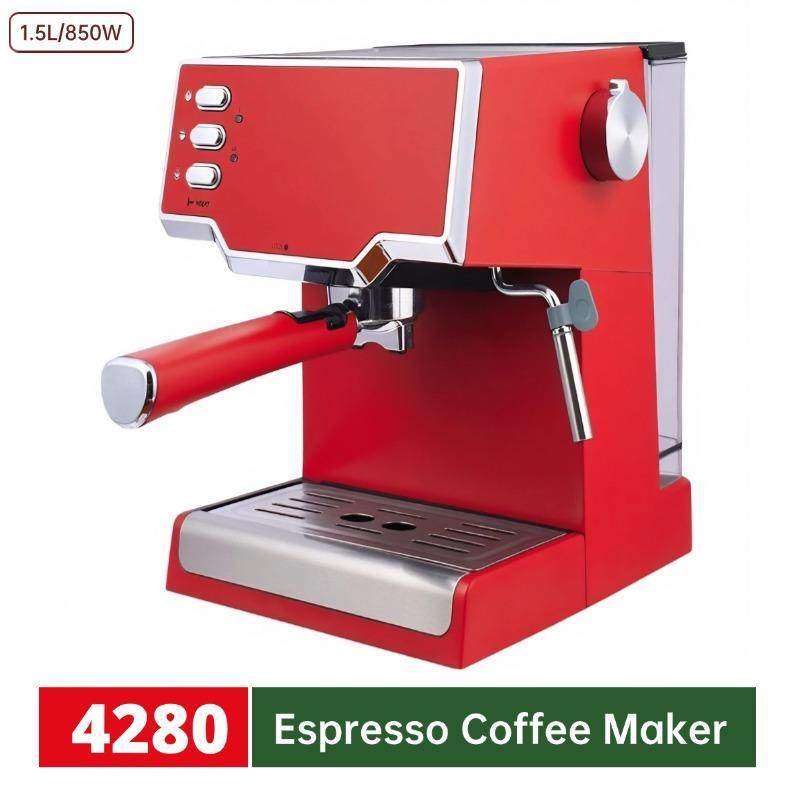 850W跨境出口1.5L咖啡机意式半自动打奶泡压力萃取浓缩咖啡机