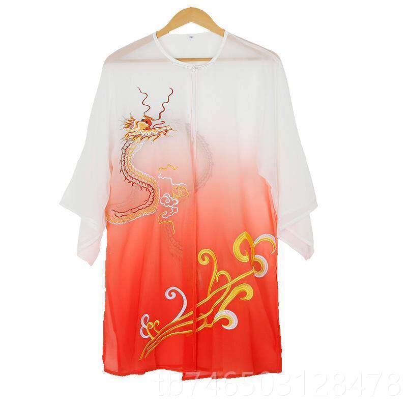 高档凤龙拳太极服山披龙外套练功武术团体水祥云披纱烫纱印刺绣渐图片