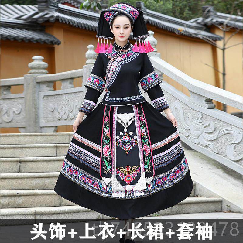 高档西壮服广民族装女士三月三服数民族演出少服回娘家长短裙刺绣