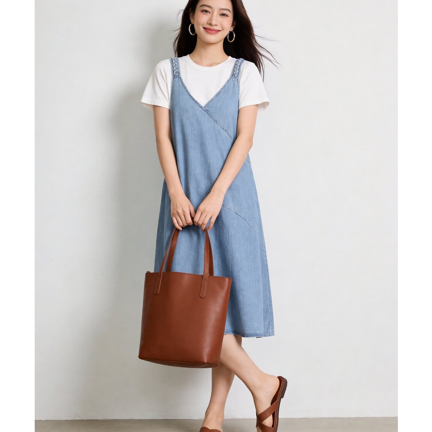 ROCOCO/洛可可牛仔背带裙两件套女季夏小个子减龄连衣裙套装