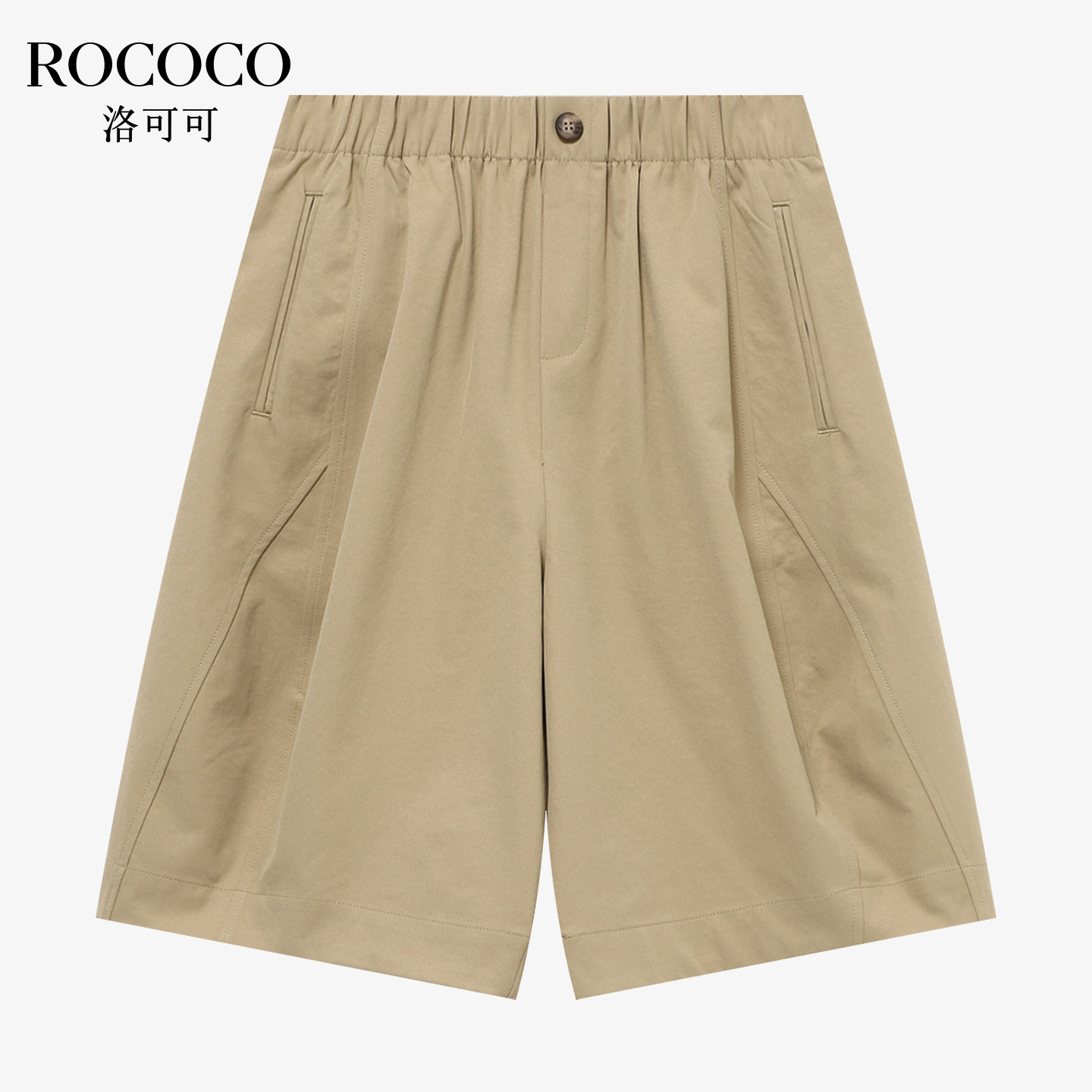 ROCOCO/洛可可松弛感高腰休闲短裤女夏季宽松显瘦阔腿五分裤