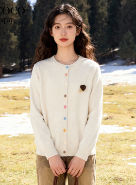 ROCOCO/洛可可甜美减龄风立体卡通彩扣毛衣百搭休闲宽松圆领上衣