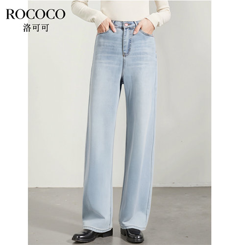 ROCOCO/洛可可复古直筒牛仔裤2025秋季新款阔腿宽松显瘦休闲长裤