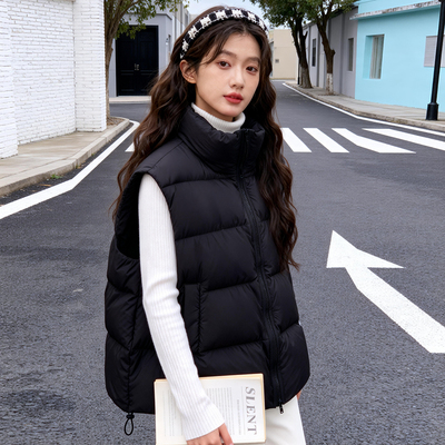 ROCOCO/洛可可白鸭绒立领羽绒马甲女简约保暖休闲秋冬无袖外套