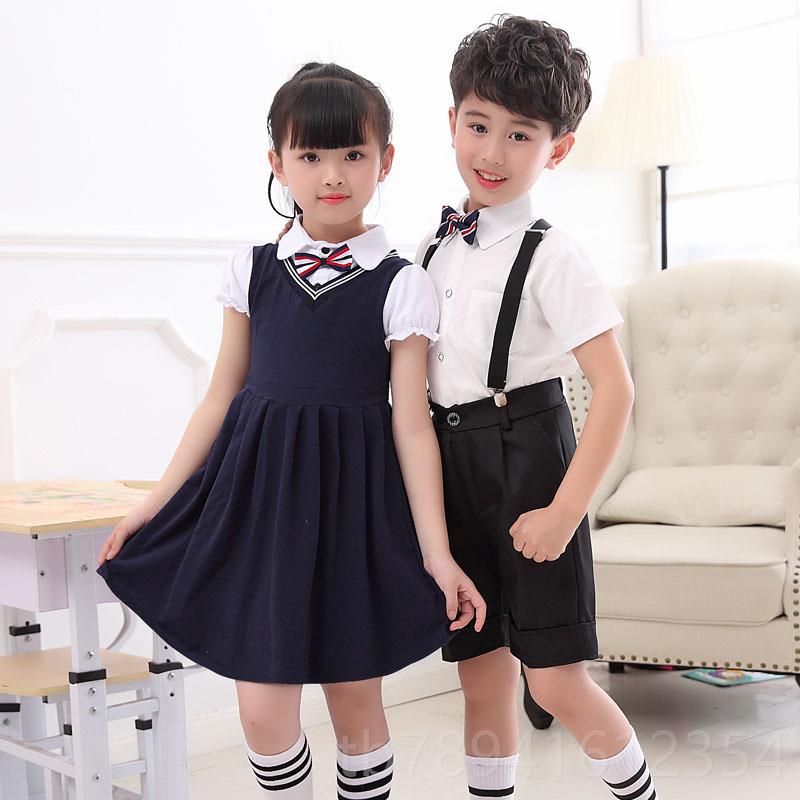 高档袖男女童童长礼服朗诵服儿大合唱团背带裤表演学生校服幼儿班
