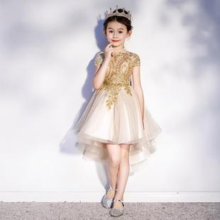 高端礼服童婚纱主持人公裙小孩生日主主持女走秀钢琴花演 高档大码