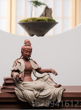 高档久造新艺中式禅意观音菩萨摆件创意家陶居客厅装玄关饰瓷佛像