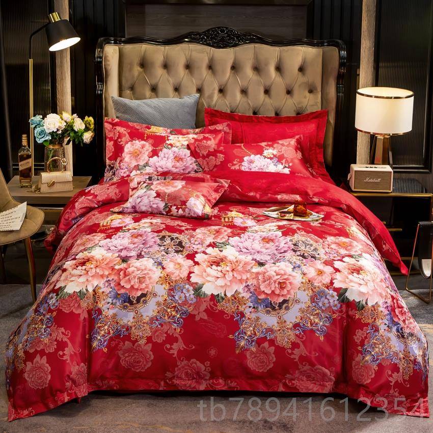 高档欧提式花四件套全棉纯棉上用床品4件套婚庆床品大双人1.8m米